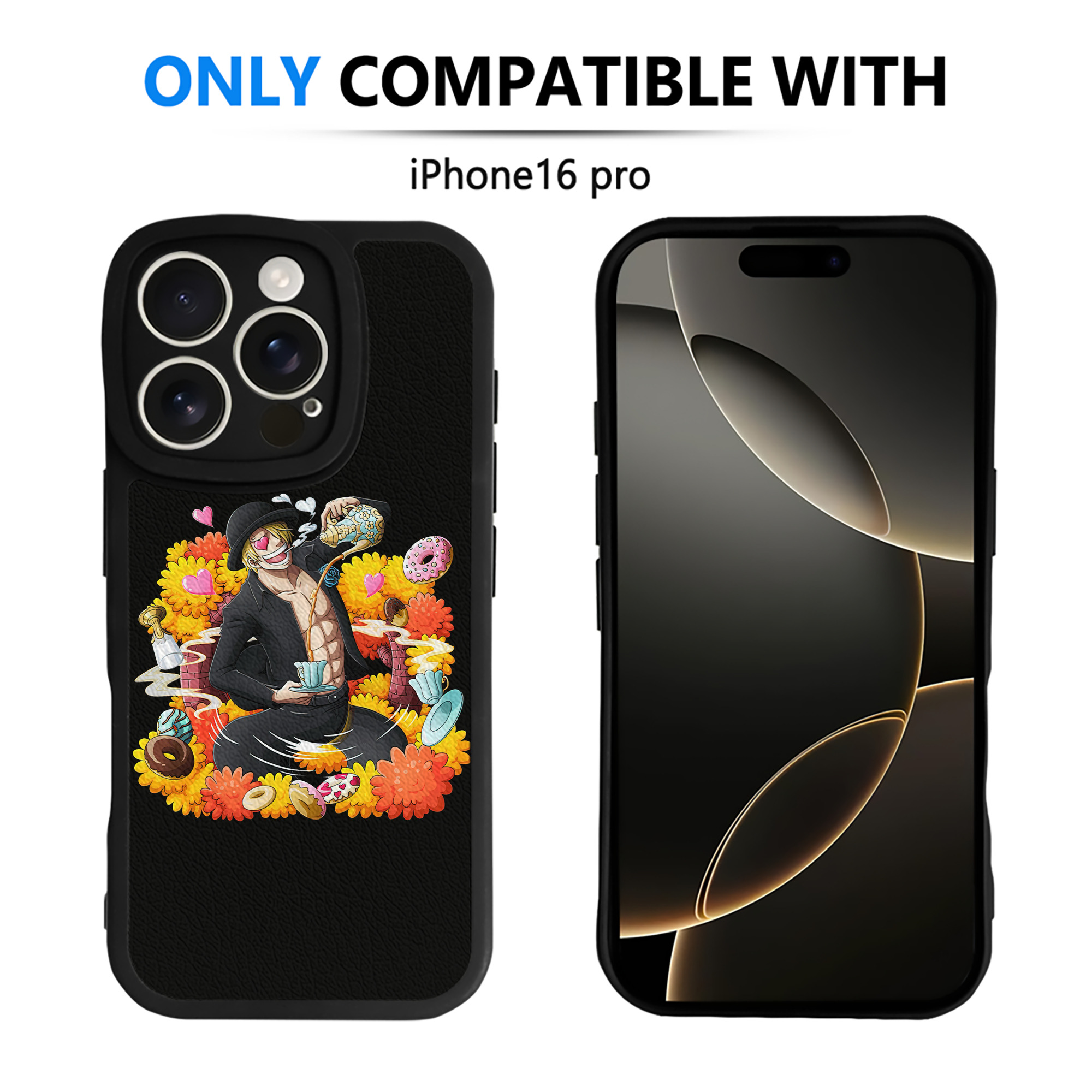 （画像用） ワンピース サンジ ONE PIECE Sanji 【iPhone 16シリーズ対応】シリコンスマホケース（レザー調） 材質：シリコン